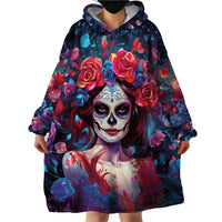 Day of Dead Lady Wearable Blanket Hoodie Sugar Skull Field Rose Lady - Wonder Print Shop