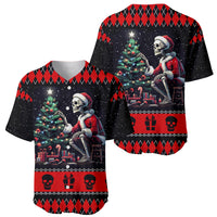 Christmas Skull Baseball Jersey Santa Skull Prepairing For Christmas - Wonder Print Shop