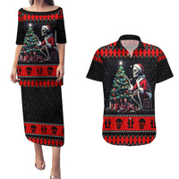 Christmas Skull Couples Matching Puletasi Dress and Hawaiian Shirt Santa Skull Prepairing For Christmas - Wonder Print Shop