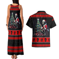 Christmas Skull Couples Matching Tank Maxi Dress and Hawaiian Shirt Santa Skull Prepairing For Christmas - Wonder Print Shop