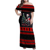 Christmas Skull Family Matching Off Shoulder Maxi Dress and Hawaiian Shirt Santa Skull Prepairing For Christmas - Wonder Print Shop