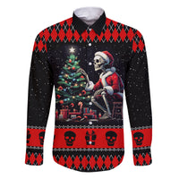 Christmas Skull Family Matching Puletasi Dress and Hawaiian Shirt Santa Skull Prepairing For Christmas - Wonder Print Shop
