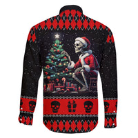 Christmas Skull Family Matching Short Sleeve Bodycon Dress and Hawaiian Shirt Santa Skull Prepairing For Christmas - Wonder Print Shop