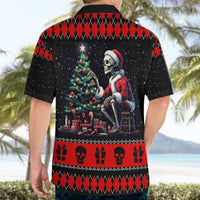 Christmas Skull Hawaiian Shirt Santa Skull Prepairing For Christmas - Wonder Print Shop