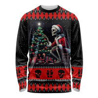 Christmas Skull Long Sleeve Shirt Santa Skull Prepairing For Christmas - Wonder Print Shop