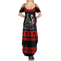 Christmas Skull Summer Maxi Dress Santa Skull Prepairing For Christmas - Wonder Print Shop