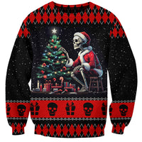Christmas Skull Sweatshirt Santa Skull Prepairing For Christmas - Wonder Print Shop