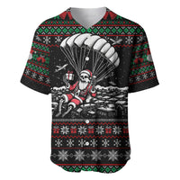 Christmas Skull Baseball Jersey Santa Skull Jumps In Parachute - Wonder Print Shop