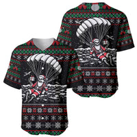 Christmas Skull Baseball Jersey Santa Skull Jumps In Parachute - Wonder Print Shop
