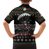 Christmas Skull Family Matching Long Sleeve Bodycon Dress and Hawaiian Shirt Santa Skull Jumps In Parachute - Wonder Print Shop