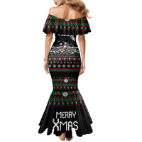 Christmas Skull Family Matching Mermaid Dress and Hawaiian Shirt Santa Skull Jumps In Parachute - Wonder Print Shop