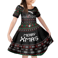Christmas Skull Family Matching Off Shoulder Long Sleeve Dress and Hawaiian Shirt Santa Skull Jumps In Parachute - Wonder Print Shop