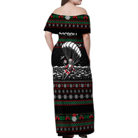 Christmas Skull Family Matching Off Shoulder Maxi Dress and Hawaiian Shirt Santa Skull Jumps In Parachute - Wonder Print Shop