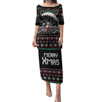 Christmas Skull Family Matching Puletasi Dress and Hawaiian Shirt Santa Skull Jumps In Parachute - Wonder Print Shop