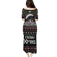 Christmas Skull Family Matching Puletasi Dress and Hawaiian Shirt Santa Skull Jumps In Parachute - Wonder Print Shop