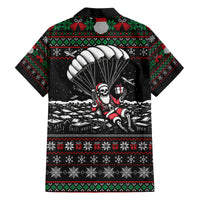 Christmas Skull Family Matching Short Sleeve Bodycon Dress and Hawaiian Shirt Santa Skull Jumps In Parachute - Wonder Print Shop