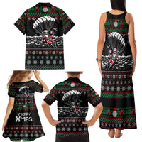 Christmas Skull Family Matching Tank Maxi Dress and Hawaiian Shirt Santa Skull Jumps In Parachute - Wonder Print Shop