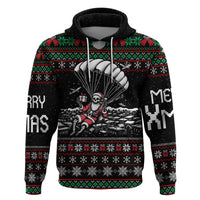 Christmas Skull Hoodie Santa Skull Jumps In Parachute - Wonder Print Shop