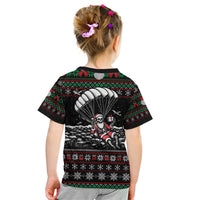 Christmas Skull Kid T Shirt Santa Skull Jumps In Parachute - Wonder Print Shop