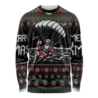 Christmas Skull Long Sleeve Shirt Santa Skull Jumps In Parachute - Wonder Print Shop