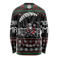 Christmas Skull Long Sleeve Shirt Santa Skull Jumps In Parachute - Wonder Print Shop
