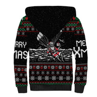 Christmas Skull Sherpa Hoodie Santa Skull Jumps In Parachute - Wonder Print Shop