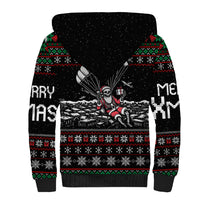 Christmas Skull Sherpa Hoodie Santa Skull Jumps In Parachute - Wonder Print Shop