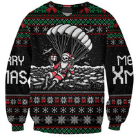 Christmas Skull Sweatshirt Santa Skull Jumps In Parachute - Wonder Print Shop