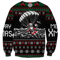 Christmas Skull Sweatshirt Santa Skull Jumps In Parachute - Wonder Print Shop