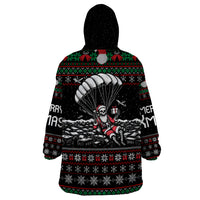 Christmas Skull Wearable Blanket Hoodie Santa Skull Jumps In Parachute - Wonder Print Shop