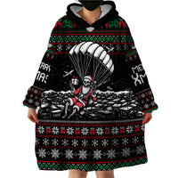 Christmas Skull Wearable Blanket Hoodie Santa Skull Jumps In Parachute - Wonder Print Shop