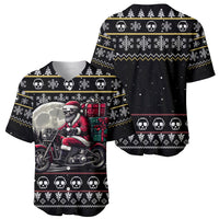 Christmas Skull Baseball Jersey Santa Skull Ride Motorbike - Wonder Print Shop