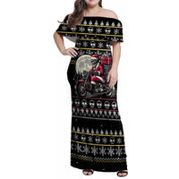 Christmas Skull Family Matching Off Shoulder Maxi Dress and Hawaiian Shirt Santa Skull Ride Motorbike - Wonder Print Shop
