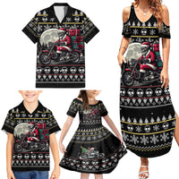 Christmas Skull Family Matching Summer Maxi Dress and Hawaiian Shirt Santa Skull Ride Motorbike - Wonder Print Shop