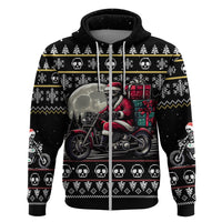 Christmas Skull Hoodie Santa Skull Ride Motorbike - Wonder Print Shop