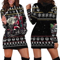 Christmas Skull Hoodie Dress Santa Skull Ride Motorbike - Wonder Print Shop