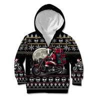 Christmas Skull Kid Hoodie Santa Skull Ride Motorbike - Wonder Print Shop