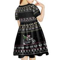 Christmas Skull Kid Short Sleeve Dress Santa Skull Ride Motorbike - Wonder Print Shop