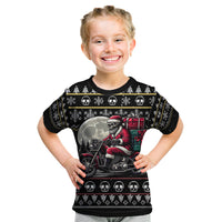 Christmas Skull Kid T Shirt Santa Skull Ride Motorbike - Wonder Print Shop