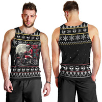 Christmas Skull Men Tank Top Santa Skull Ride Motorbike - Wonder Print Shop