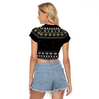 Christmas Skull Raglan Cropped T Shirt Santa Skull Ride Motorbike - Wonder Print Shop