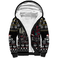 Christmas Skull Sherpa Hoodie Santa Skull Ride Motorbike - Wonder Print Shop
