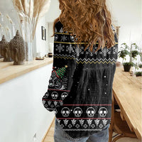 Christmas Skull Women Casual Shirt Santa Skull Ride Motorbike - Wonder Print Shop