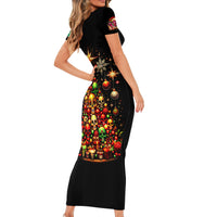 Christmas Skull Family Matching Short Sleeve Bodycon Dress and Hawaiian Shirt Christmas Tree Skull - Wonder Print Shop