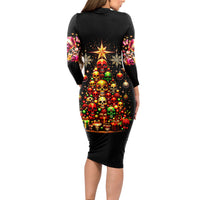 Christmas Skull Long Sleeve Bodycon Dress Christmas Tree Skull - Wonder Print Shop