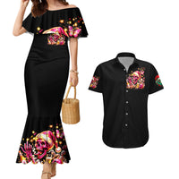 Christmas Skull Couples Matching Mermaid Dress and Hawaiian Shirt Ho Ho Holy Shit I'm Drink - Wonder Print Shop