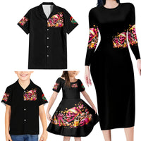 Christmas Skull Family Matching Long Sleeve Bodycon Dress and Hawaiian Shirt Ho Ho Holy Shit I'm Drink - Wonder Print Shop