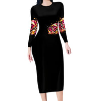 Christmas Skull Family Matching Long Sleeve Bodycon Dress and Hawaiian Shirt Ho Ho Holy Shit I'm Drink - Wonder Print Shop