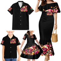 Christmas Skull Family Matching Mermaid Dress and Hawaiian Shirt Ho Ho Holy Shit I'm Drink - Wonder Print Shop