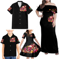 Christmas Skull Family Matching Off Shoulder Maxi Dress and Hawaiian Shirt Ho Ho Holy Shit I'm Drink - Wonder Print Shop
